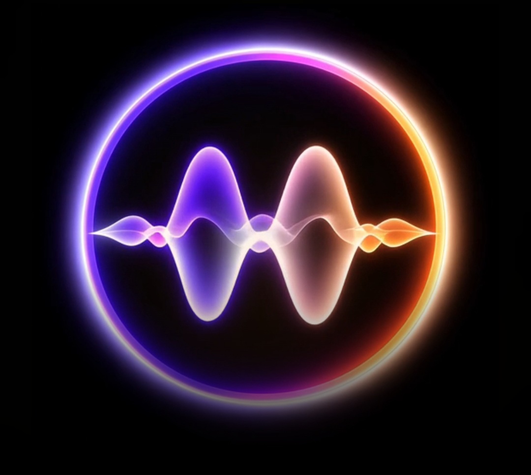 Interfaz de Eva con ondas de voz dentro de un círculo luminoso