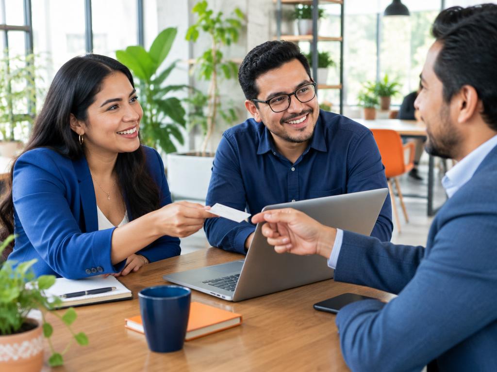 Profesionales compartiendo ideas de negocio