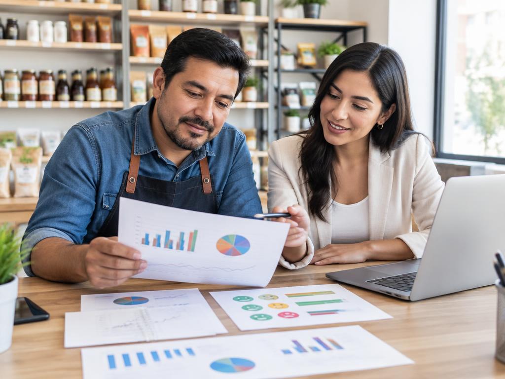 Dos profesionales revisando resultados de su negocio