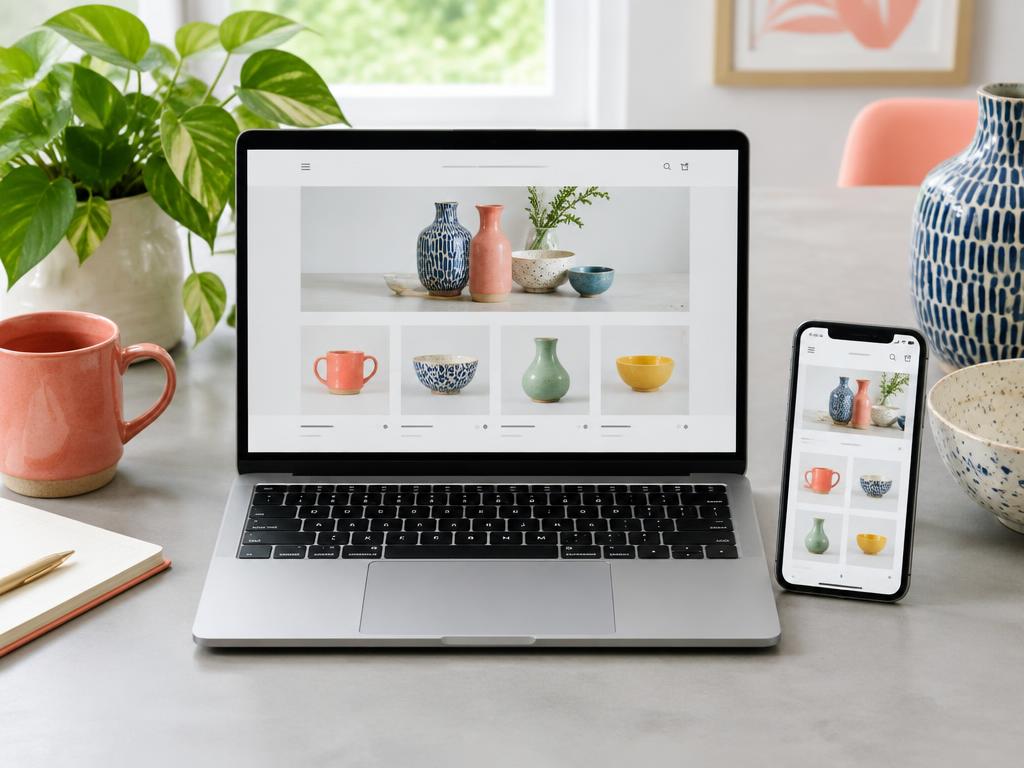 Tienda de productos en una computadora y un celular